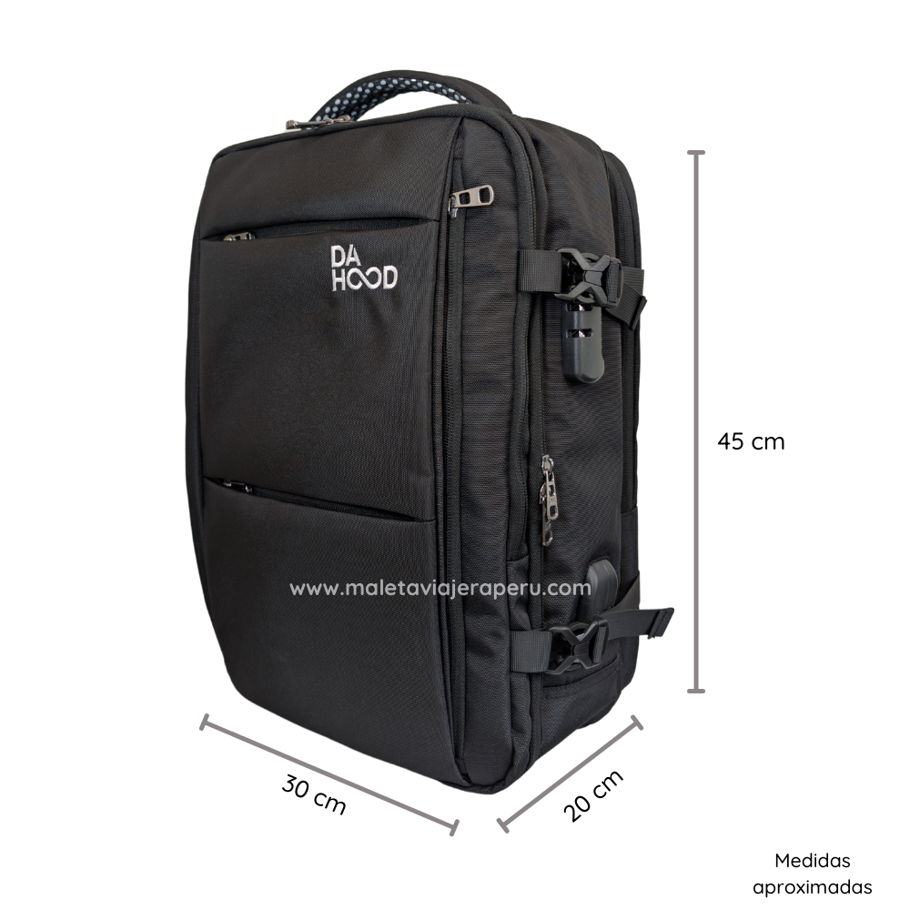 Mochila Viajera Deluxe (Negro) - Da Hood