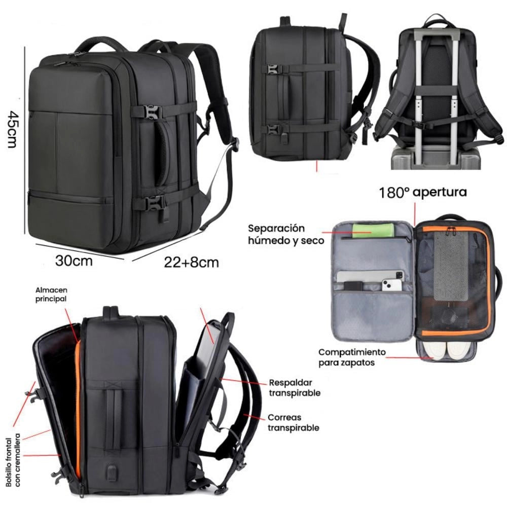 Mochila Viajera ejecutiva (Negro)