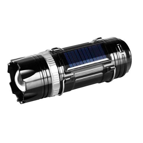 Linterna LED recargable con panel solar y cargador móvil - Tienda Maleta Viajera Perú - Linterna