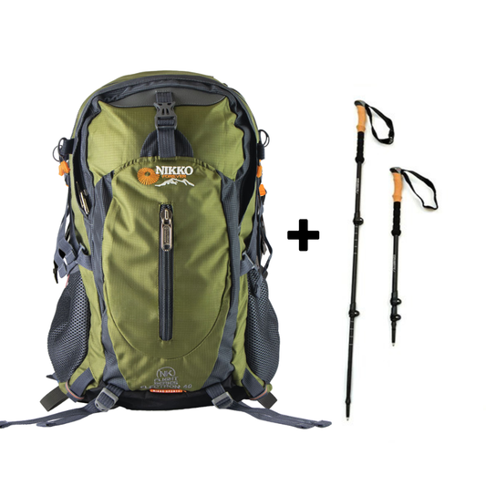 PACK Mochila Electron 40 (Militar) + Bastónes + Cobertor