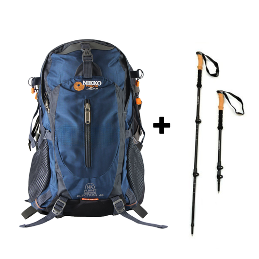 PACK Mochila Electron 40 (Acero) + Bastónes + Cobertor