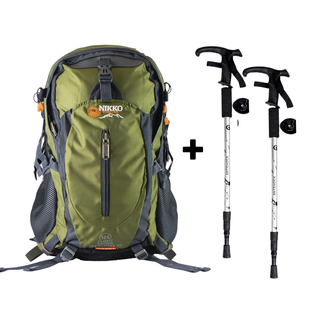 PACK Mochila Electron 40 (Militar) + Bastónes + Cobertor