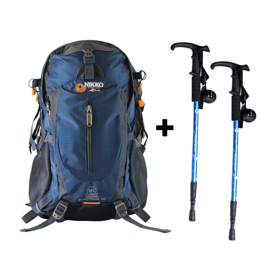 PACK Mochila Electron 40 (Acero) + Bastónes + Cobertor