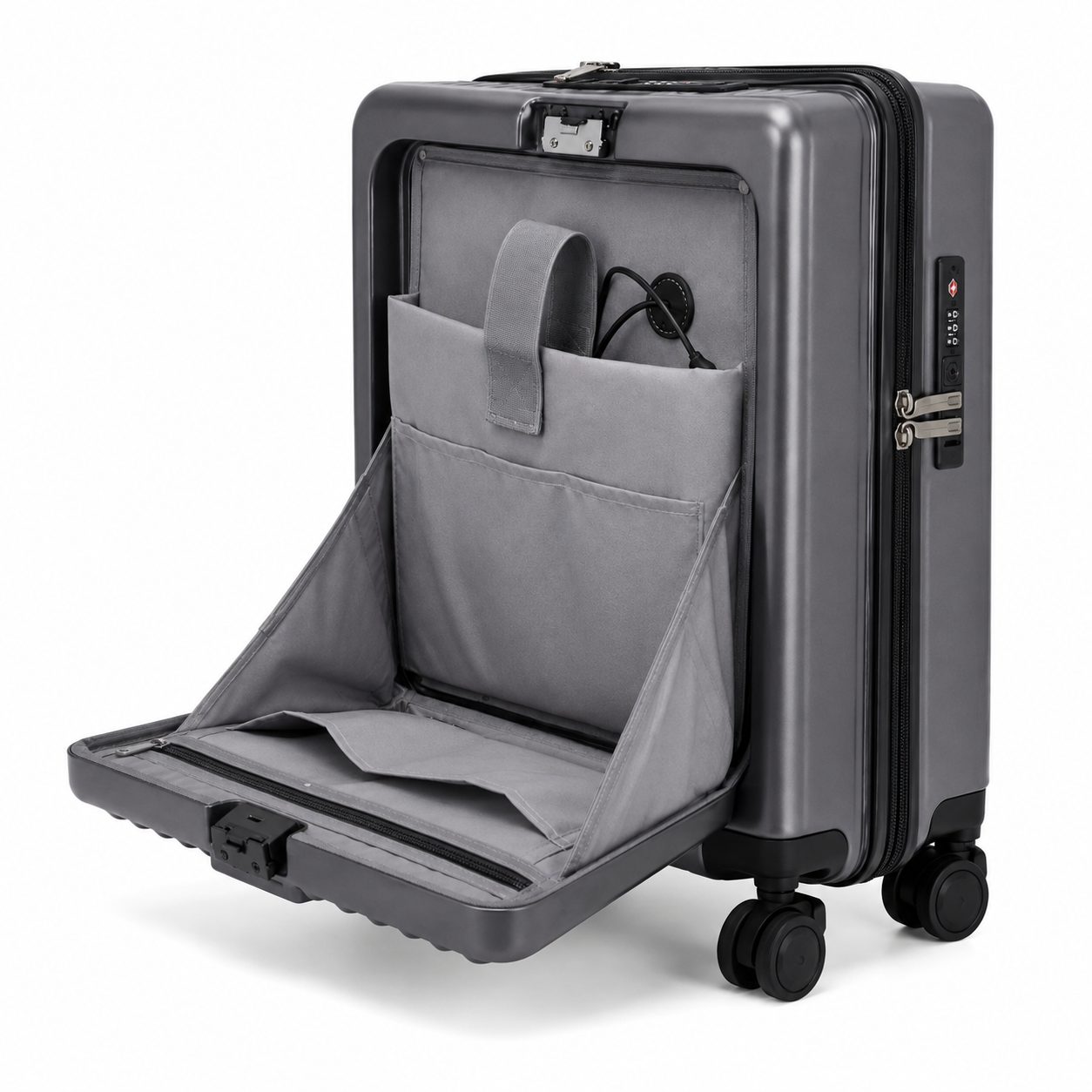 Maleta para cabina porta laptop (Plomo) - SMART