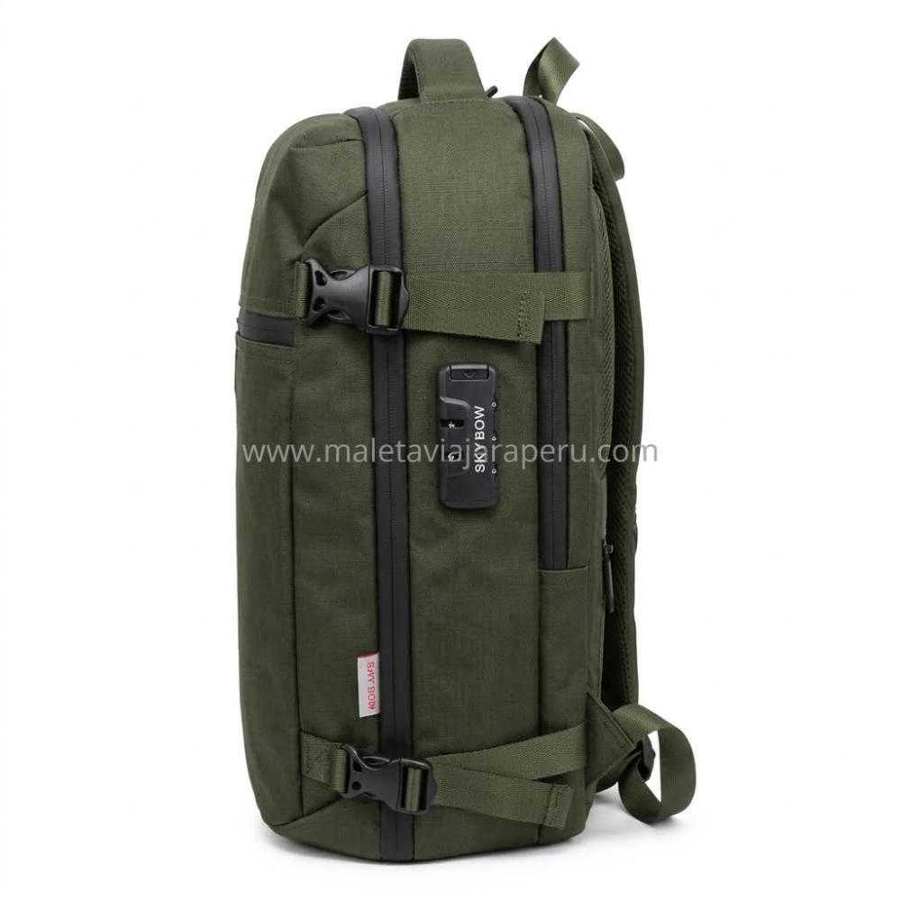 Mochila Viajera Urbana Multifuncional (Militar) - Sky Bow