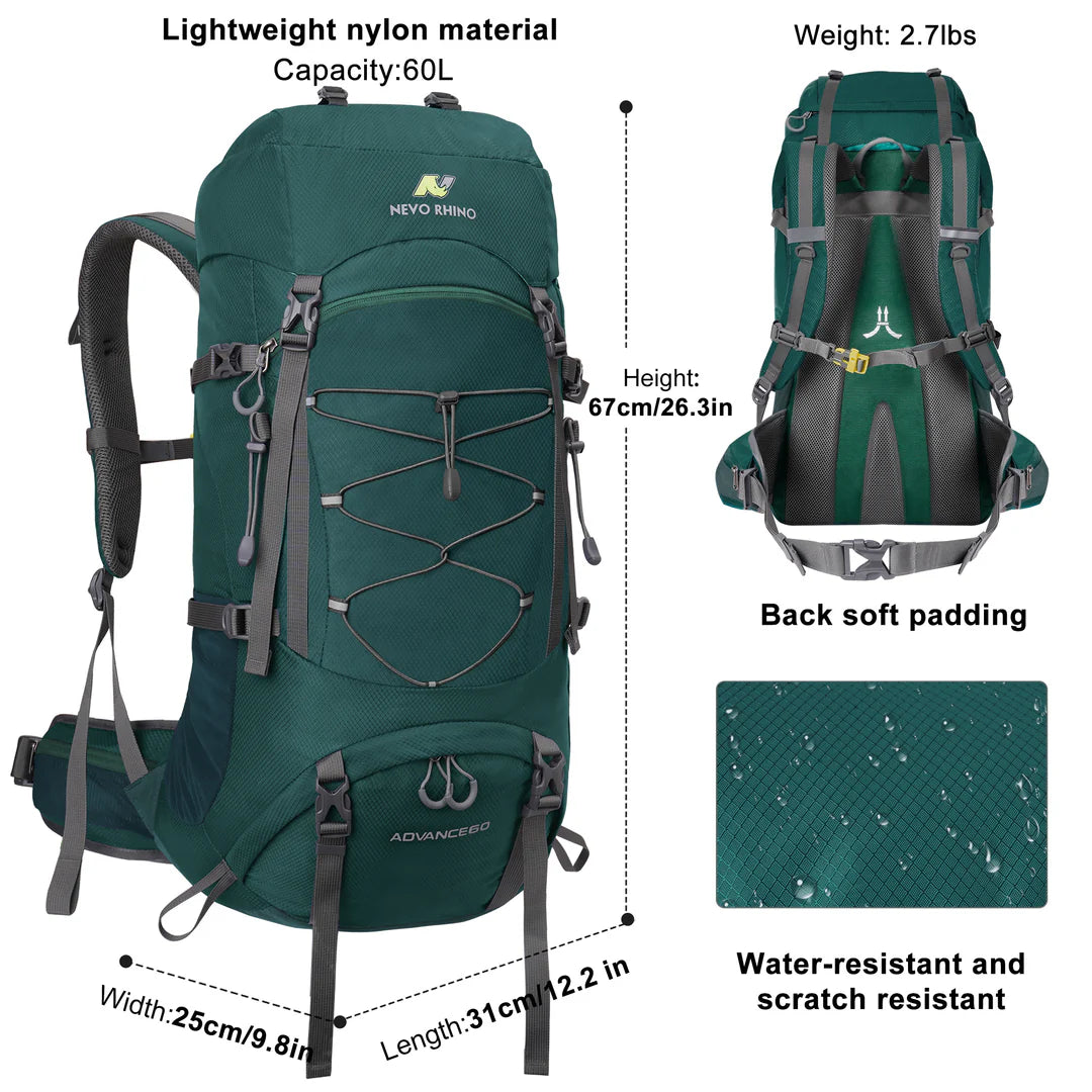 Mochila Outdoor Advance 60 litros (Verde) - NEVO RHINO