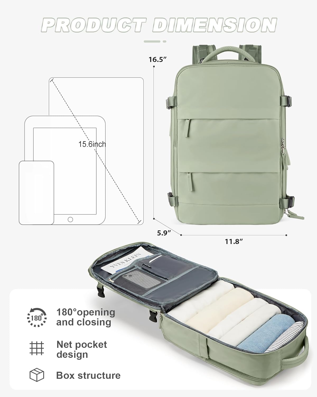 Mochila Viajera Básica para Cabina (Verde Militar)