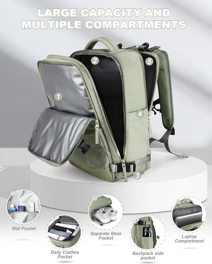 Mochila Viajera Básica para Cabina (Verde Militar)