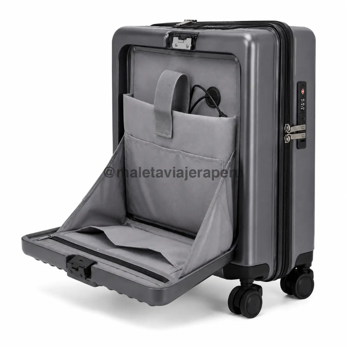 Maleta para cabina porta laptop (Plomo) - SMART