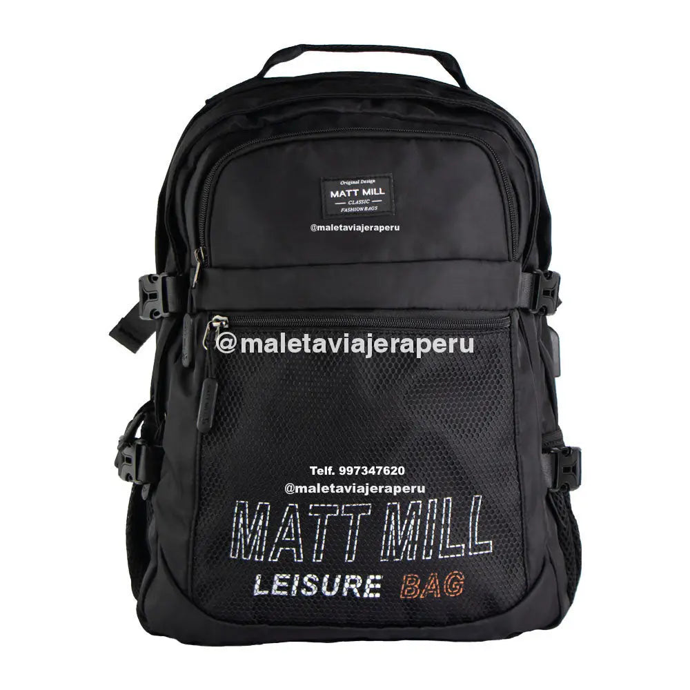 Mochila Porta Laptop Usb (Negro) - Matt Mill Backpacks